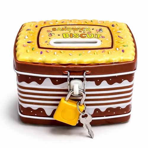 Image of Sajani Cute Cartoon Creative Portable Piggy Bank, Money Saving Box with Combination Lock, Mini Coin Bank Gifts for Boys and Girls, Best Return Gifts for Kids (Pack of 1) (Sandwich - Yellow)