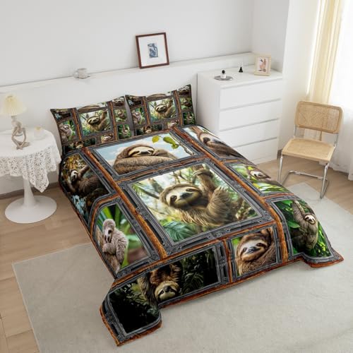 Image of Feelyou Sloth Bedding Set Twin Size 3Pcs for Kids Women Men