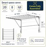 Smartsome | Support mural Assemblage de séchage des vêtements 30" Large 20 Capacité des pieds linéaires 8 Barres en acier inoxydable rond lisse 60 lb Capacité entièrement assemblé