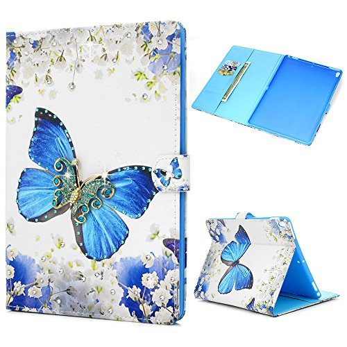 MOTIKO iPad Pro 10.5 Case [Bling Shell] Luxury Sparkly 3D Handmade Blue Butterfly Case Standing Protective Cover with Auto Wake/Sleep Feature for iPad Pro 10.5 Inch Tablet (2017 Release)