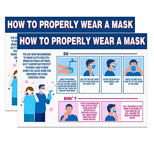Flash Deals - 50% OFF FaCraft Face Mask Required Sticker, Hands Washing Sign,7"X 10" How to Properly Wear a Face Mask Decals for Store,School,Businesses,Pharmacy and Public Places.