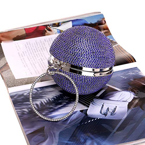 Image of Ball Shape Clutch Purse Party Handbag Rhinestone Ring Handle Evening Bag