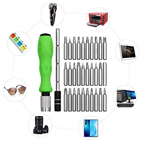 32-in-1 Small Screwdriver Set with Case, Mini Magnetic Screwdriver Sets Contain 30 Bits including Slotted, Phillips, Torx, U, Y, Hex Socket, Pentalobe, Multi-Function Precision Screwdriver set