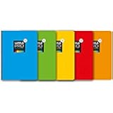 5 Pack Extra Hard Folio Notebook 100 Sheets 4mm Assorted