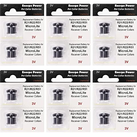 Enerpe R21 R22 R51 and Microlite Replacement Battery High Capacity Compatible with Invisible Fence Receiver Collars 12-Pack Cover