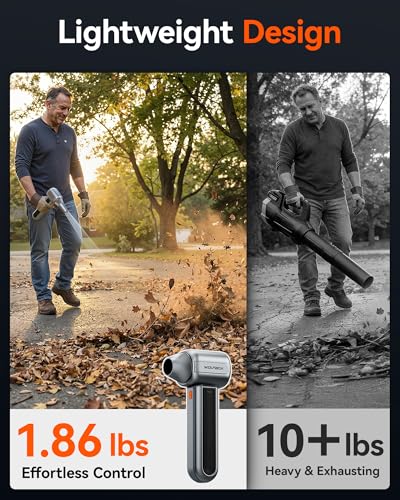 Image of WOLFBOX MF400 Leaf Blower Cordless - Lightweight Handheld Jet Blower, High-Velocity Brushless Motor, 3 Modes Including Powerful Turbo for Patio, Garage & Debris, Professional Car Dryer with Hard Case