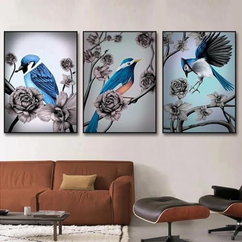 Affiches oiseau bleu vintage et fleurs anciennes pour créer un cocon nostalgique