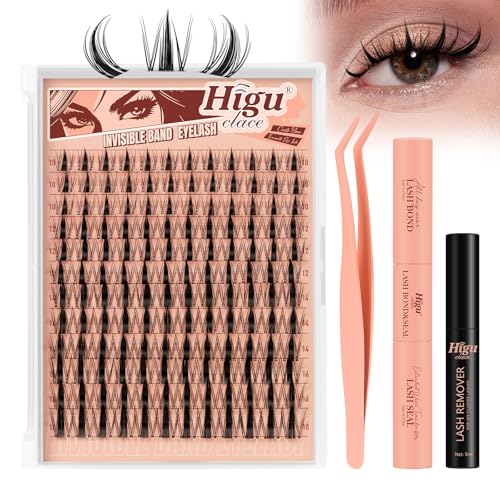 Higu clace Fairy-Lash-Clusters,144PCS Manga Lash-Clusters-Kit DIY Cluster Eyelash Extensions 10-18 mm, D Curl Lash Extension Kit with Lash Bond and Seal, Tweezers and Remover(Fairy-Kit-144pcs)