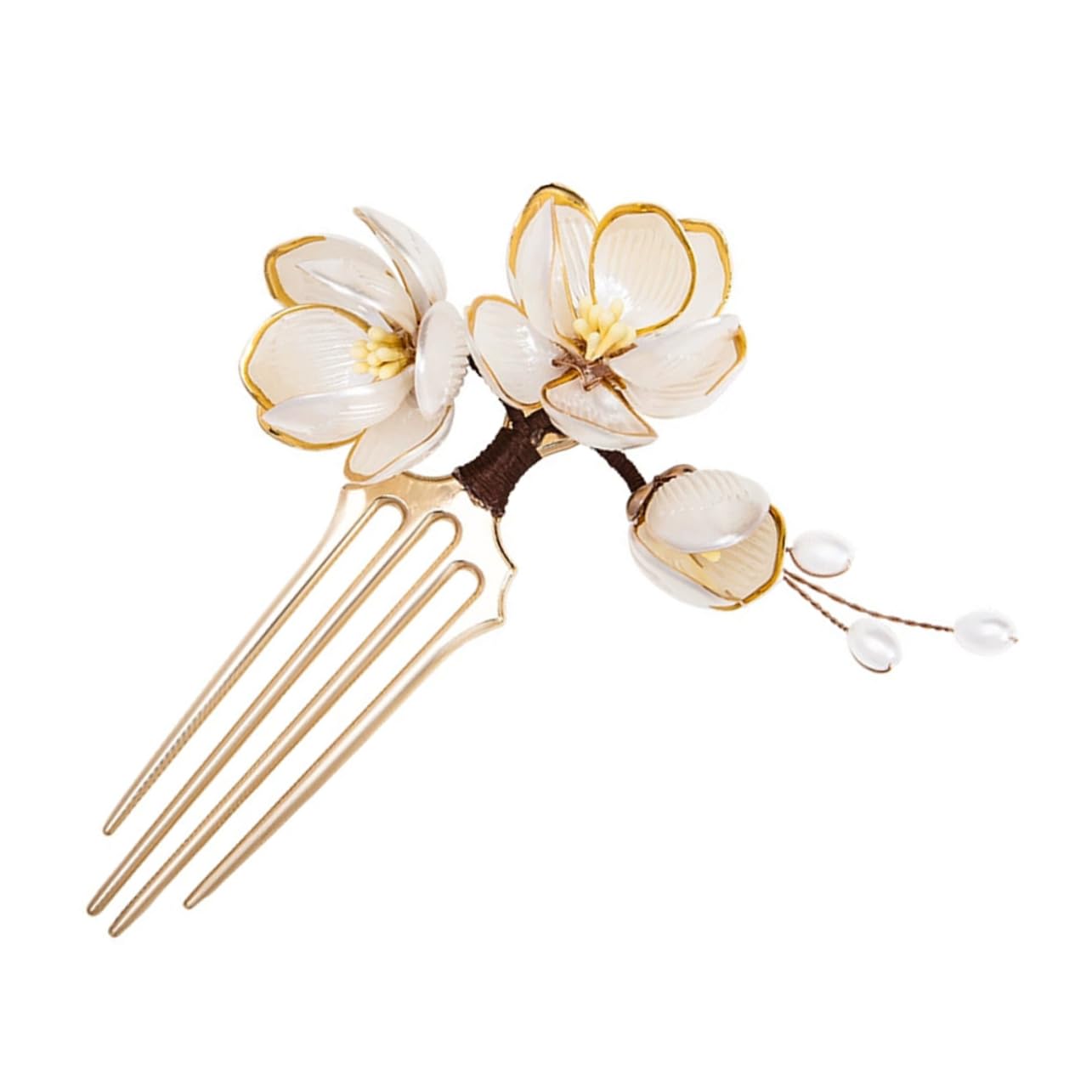 Vintage Chinese Style Hair Side Comb with Artificial Flower Elegant Decorative Hair Accessory for Women for Weddings and Special Events Traditional Aesthetic Design