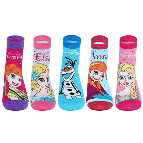 Girl's Ankle Length Socks (Pack of 5) FROZEN STYLE 3, SIZE: 9 TO 10 YEARS