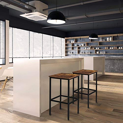 KINGSO Bar Stools, Set of 2 Bar Chairs, Kitchen Breakfast Stools Industrial Bar Chairs with Adjustable Footrest for Living Room, Party Room, Kitchen, Pub, Rustic Brown - Thumbnail 7