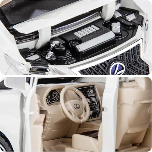 Image of 1:24 Lexus LM300 Alloy Diecast Model Car, Pull Back Toy Vehicle with Light and Sound, Openable Doors, Realistic Design, Gift for Boys, Girls, and Car Enthusiasts (White)
