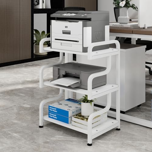 Image of Natwind Stylish 3 Tier Printer Stand, Office Desk Side Storage Shelf ,White