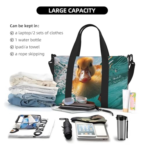 Laptop Tote Bag for Women Work - Underwater Swimming Duck Gym Bag for Women Men, Personal Item Crossbody Travel Bags Carry On, Overnight Weekender Bags for Women Travel4