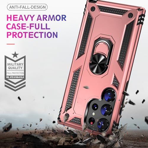 Image of for Samsung Galaxy S24 Ultra Case with Screen Protector, Military Grade Rugged Shockproof Heavy Duty S24 Ultra 5G Protective Cover for Samsung S24 Ultra Magnetic Ring Kickstand Phone Case (Pink)