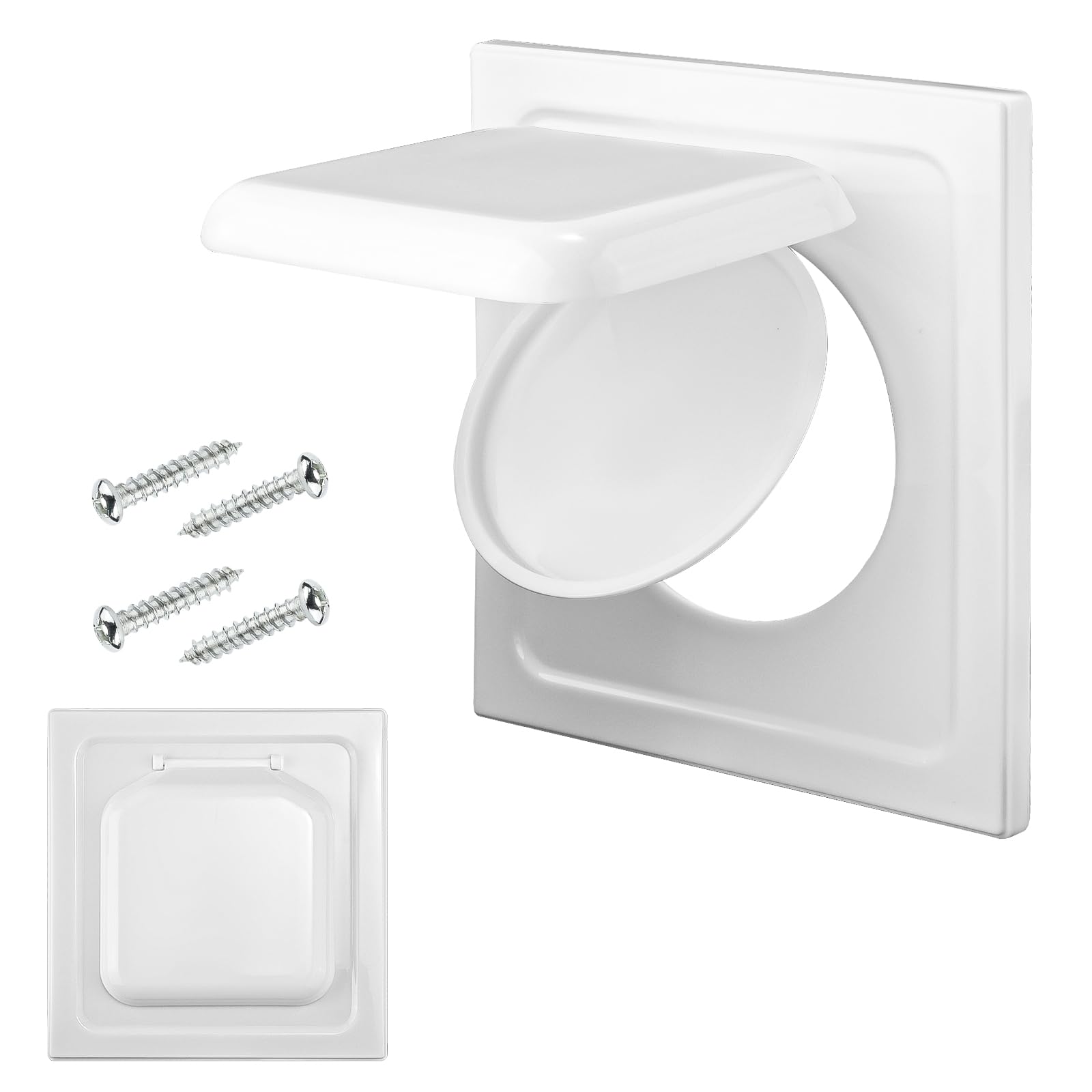 Dryer Exhaust Vent Cover, Dual Door Dryer Vent Guard with 4 Screws Outside Dryer Vent 4 inch Duct Cover