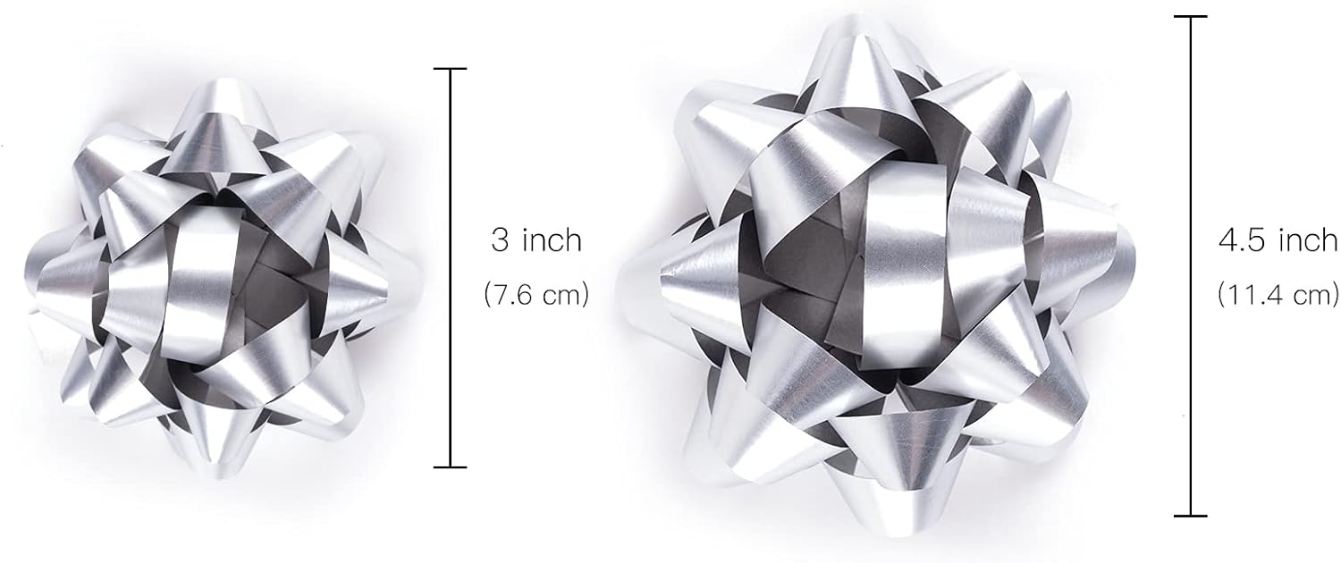 WRAPAHOLIC Silver Gift Bow Assortment (24 Bows) for Birthday, Wedding, Christmas, Baby Shower, Bridal Showers - Image 2