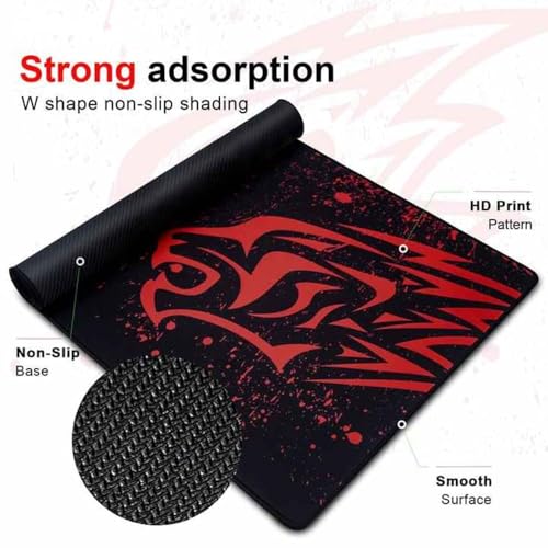 Image of Red Leopard Design Gaming Mouse Pad 700 x 300 x 2 mm, Extended Mouse Pad with Non Slip Rubber Base & Stitched Edges, Gaming Desk Mat for PC Laptop Keyboard and Mouse(1-pcs)