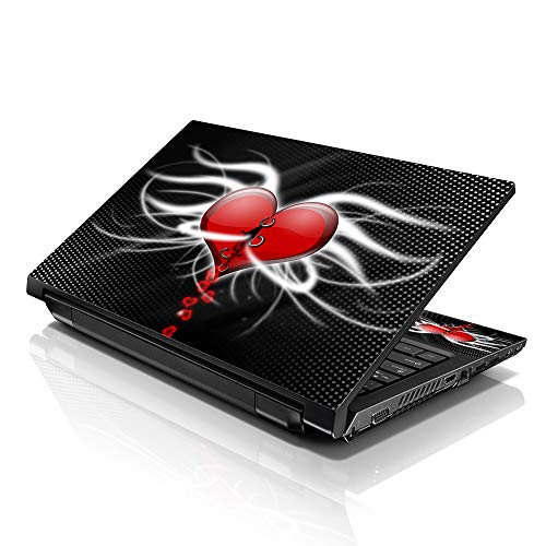 Image of LSS 17 17.3 Inches Laptop Notebook Skin Sticker with 2 Wrist Pads - Reusable Cover Protector Vinyl Sticker Cover Decal Fits 17 inch - 19 inch - Broken Heart Pattern