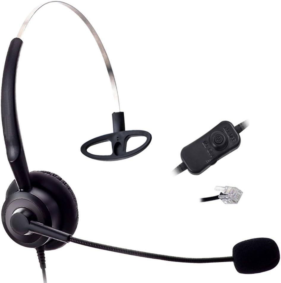 Comdio CH101VA11 Corded Call Center Hands-Free Phone Headset + Volume Mute Control with Comfort Fit Headband for NEC Aspire Nortel M2616 M3904 Plantronics A100 T10 T20 Aastra Telecom Avaya Telephone