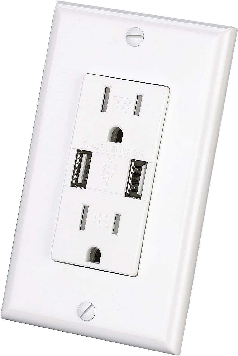 Micmi Outlet with USB Charger Wall Dual High Speed Receptacle 15Amp