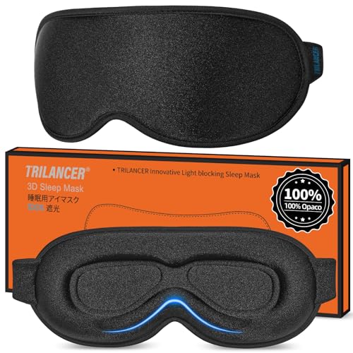 Trilancer 2025 Antifaz para Dormir Innovador para Hombres y Mujeres, Mascara para Dormir Sin Luz, Mascarilla para Dormir, Tapa Ojos para Dormir, Cubre Ojos para Dormir, Meditación, Viajar,Avión（Negro）