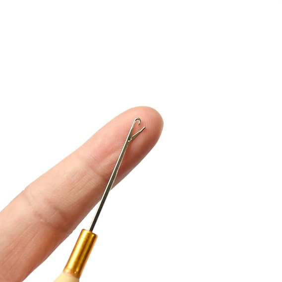 6 Pcs Pulling Hook Needle Crochet Latch Hook Needle Hair Extensions Loop Tool for Silicone Link Rings Beads and Feathers Extensions