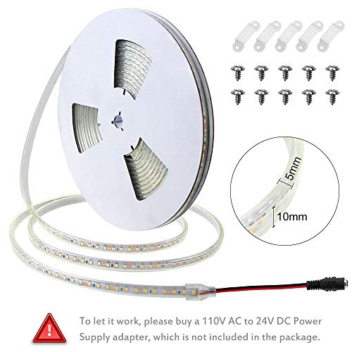 Tira LED ALITOVE blanca cálida 10m impermeable con fuente 24V miniatura 7