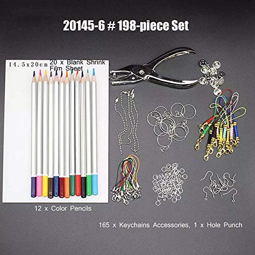 Shrinky Paper Sleutelhanger Kit – 141 Delig Met Krimpvellen, Clips, Kettingen, Ringen & Perforator – Voor DIY Knutselen Met Kinderen