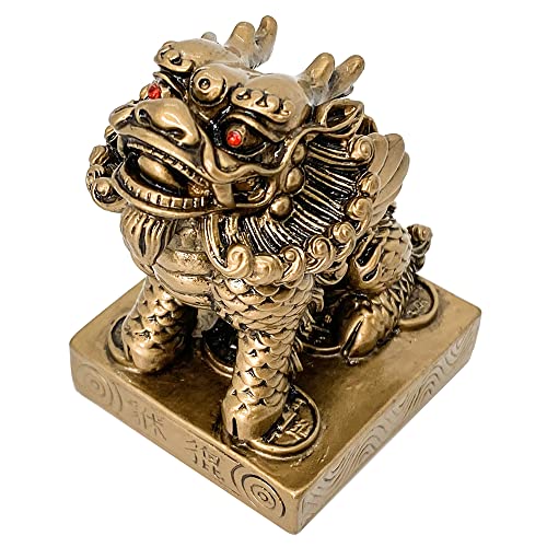 Estatua Feng Shui Chi Lin protector de buena fortuna 2.75 in miniatura 1