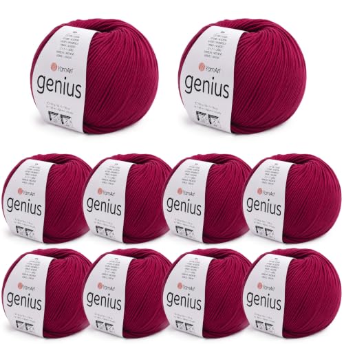 Image of YarnArt Genius Soft Cotton Blend Yarn, 10 Pack (1.76 oz / 174 Yds)