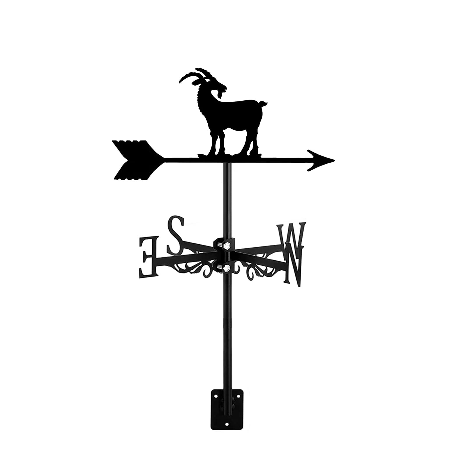 TAXXII Weathervane Sheep Metal Ornament Weather Vane Wind Direction Indicator Roof Mount for Farm Garden Yard Patio Decor(Goat)