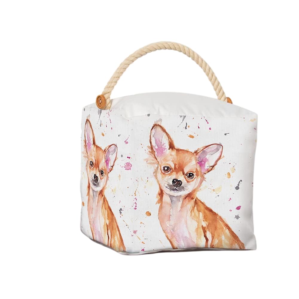 Tamersgifts Chihuahua Cube Doorstop Assorted Doorstop Door Stop Stopper Filled Heavy Doorstop Faux Leather Novelty Wedge (Chihuahua Cube Doorstop)