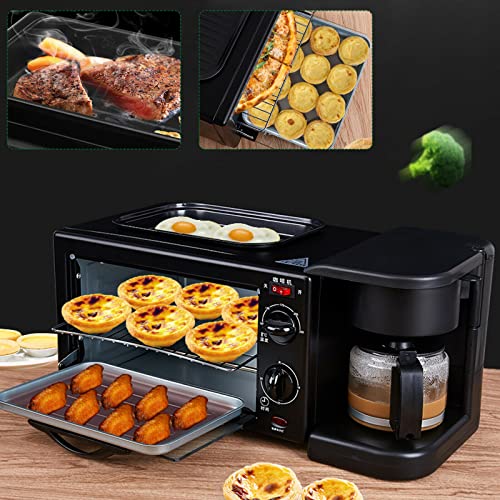Acesunny 3-in-1 mini-ovens, multifunctionele ontbijtmachine met koffiezetapparaat, grillplaat, ontbijtmachine, toastofen, oven, grillplaat, mini-oven, 9 liter pizzaoven - Afbeelding 3