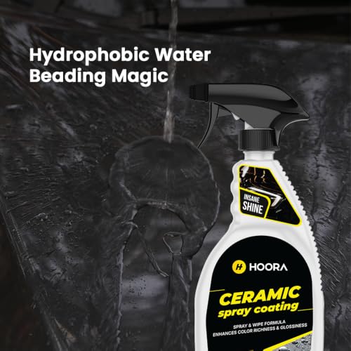 Image of Hoora Hybrid Ceramic Coat 650ML | Long-Lasting Shine, Deep Gloss & Water Beading Protection for Cars & Bikes | Easy Spray Application | Microfiber Cloth 550GSM Included