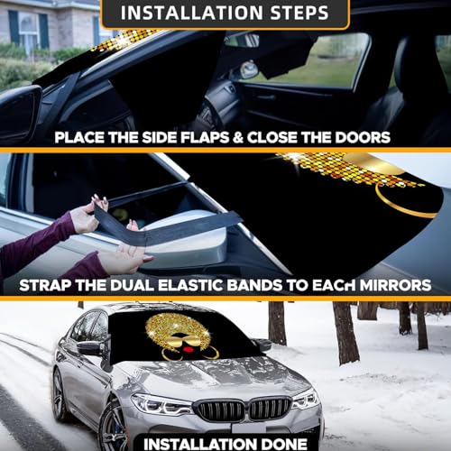 Funda protectora para parabrisas evita escarcha y protector de nieve con lunares para coche 4