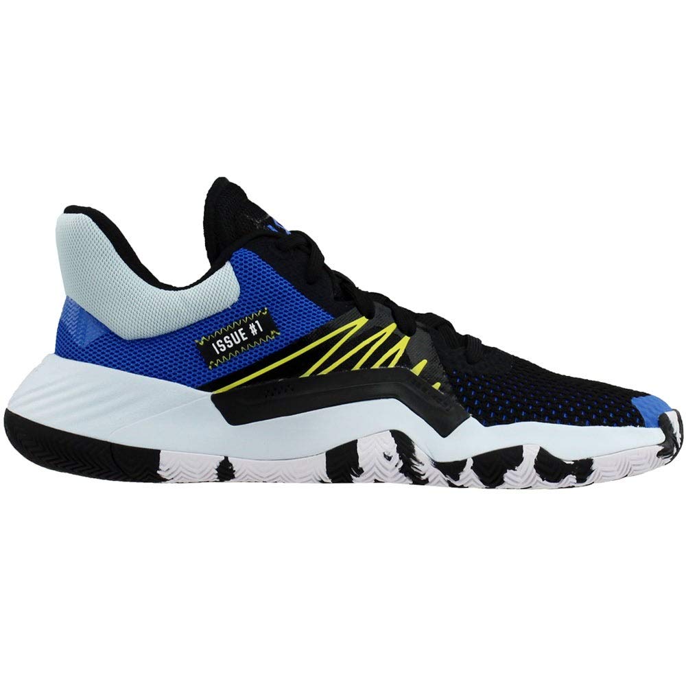 adidas Women's D.O.N. Issue #1 Basketball Shoe, core Black/Glory Blue/Shock Yellow, 4.5