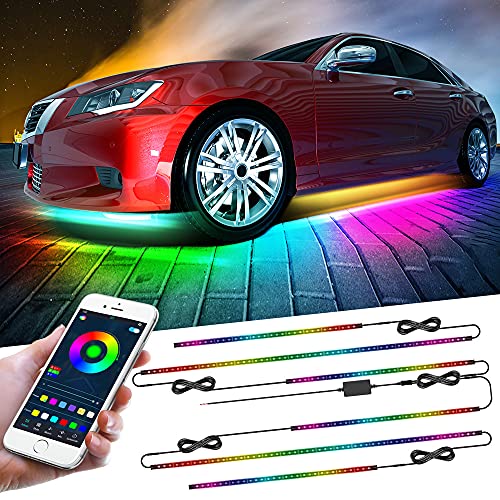 Car Underglow Lights, Bluetooth Dream Color Chasing Strip Lights Kit, 6 PCS Waterproof Exterior Car Lights with APP Control ,12V 300 LEDs Underbody Lights for All Carsâ€¦