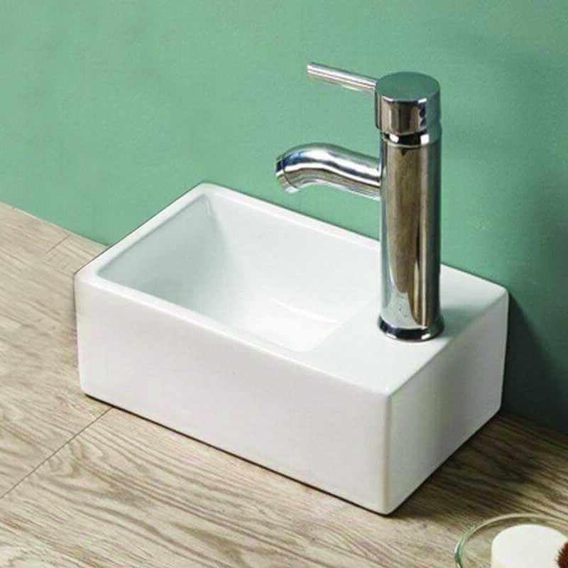 Rue Du Bain - Petit lave main Gain de Place Droite - Céramique - 30x20 cm - Essento