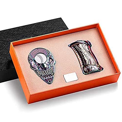 Briquet coupe-vent rechargeable en acier inoxydable avec crâne en relief exquis