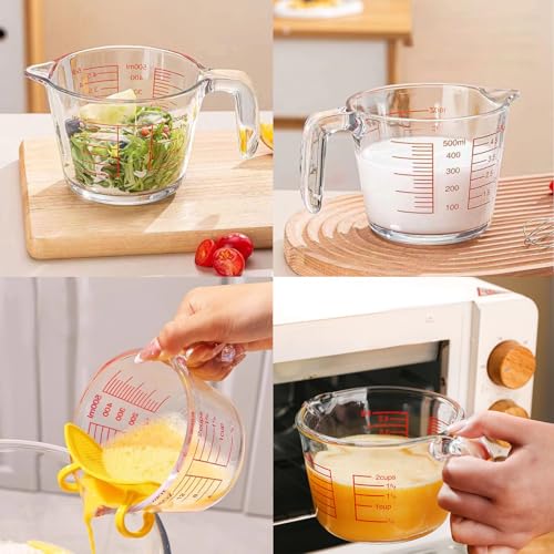 Jarra medidora de vidrio con tapa 2 CUP rosa miniatura 7