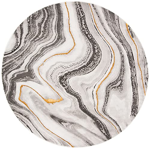 Tapete redondo 5'3" gris y dorado diseño abstracto miniatura 3