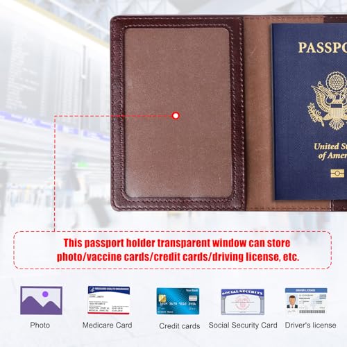 Image of TIGARI Passport Holder for Travel Women Men, Valentines Day Gifts PU Leather Wallet Cover Case Sleeve, Waterproof Protected Document Organizer, Vacation Plane Cruise Travel Essentials