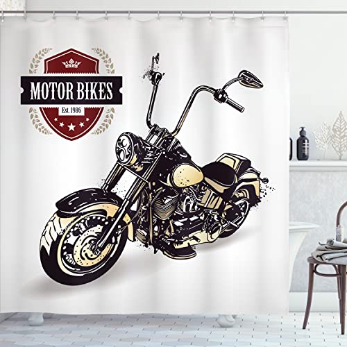 Ambesonne Motorcycle Shower Curtain, Chopper Customized