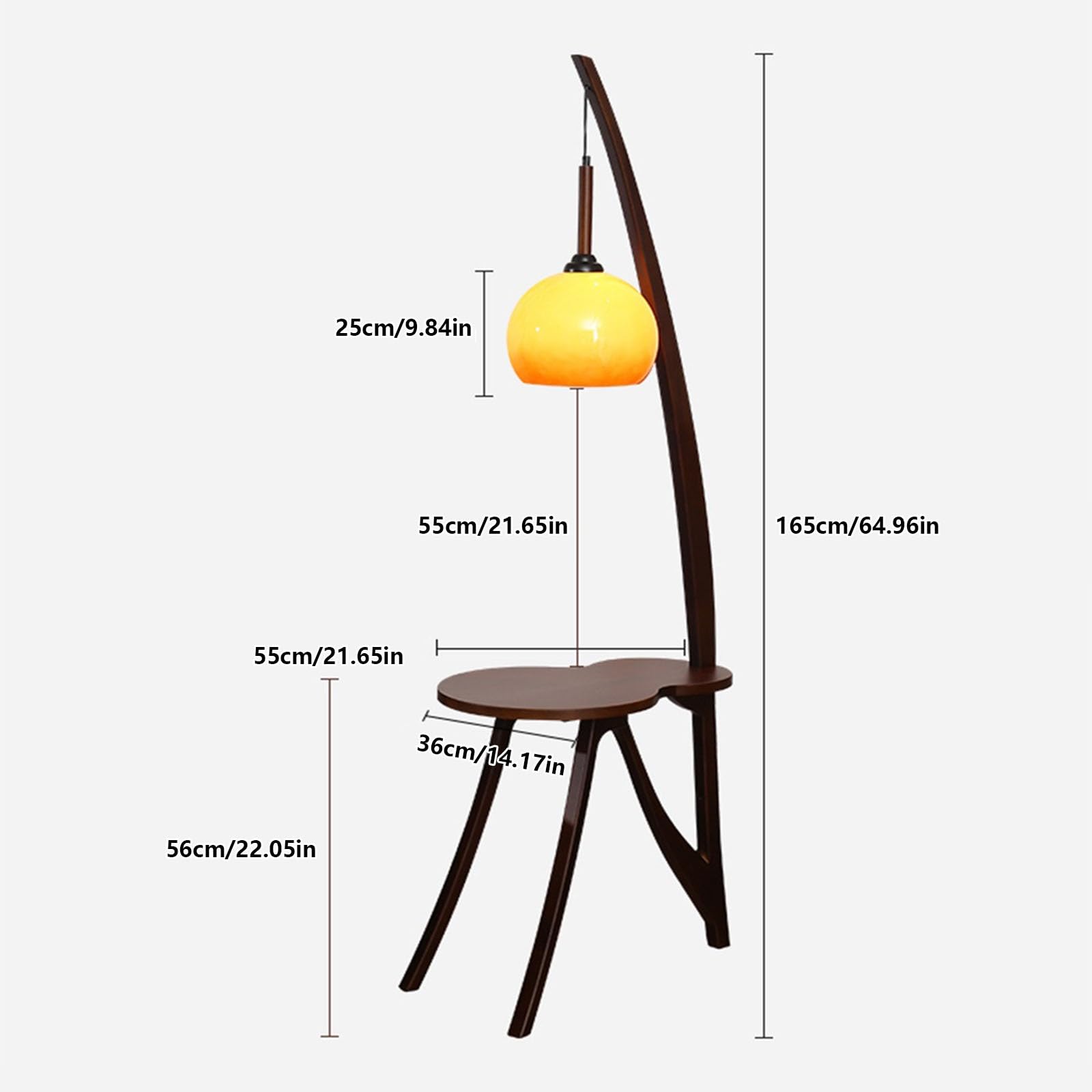 Moderna Lampada da terra moderna con tavolino, lampada da tavolino in legno massello, lampada da lettura su scaffale alto rustico for camera da letto, soggiorno, ufficio Lampada alta