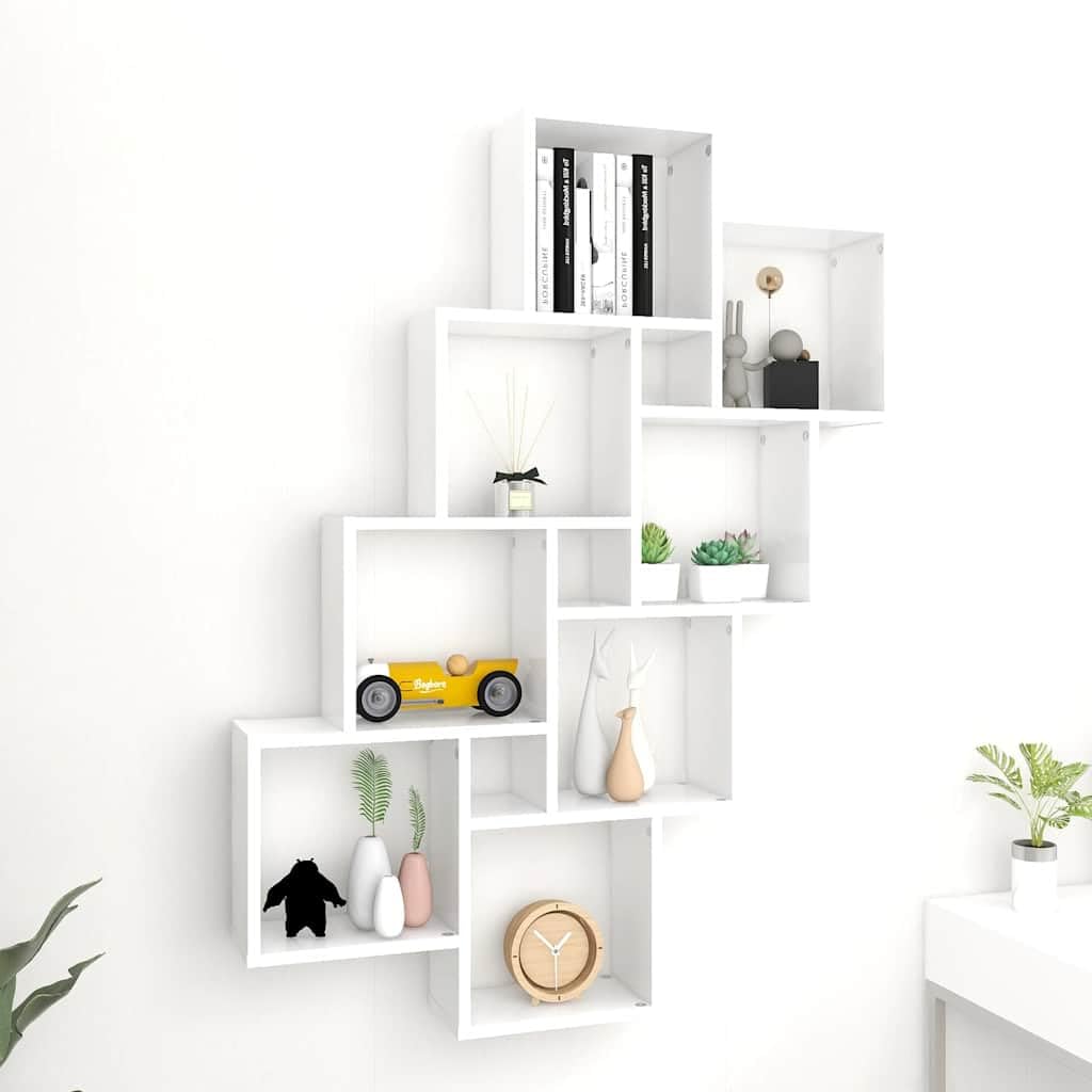 Genérico Estante de Cubo Pared Madera contrachapada Blanco 90x15x119 cm,Mobiliario,Estanterías,Estantes y estanterías,807178