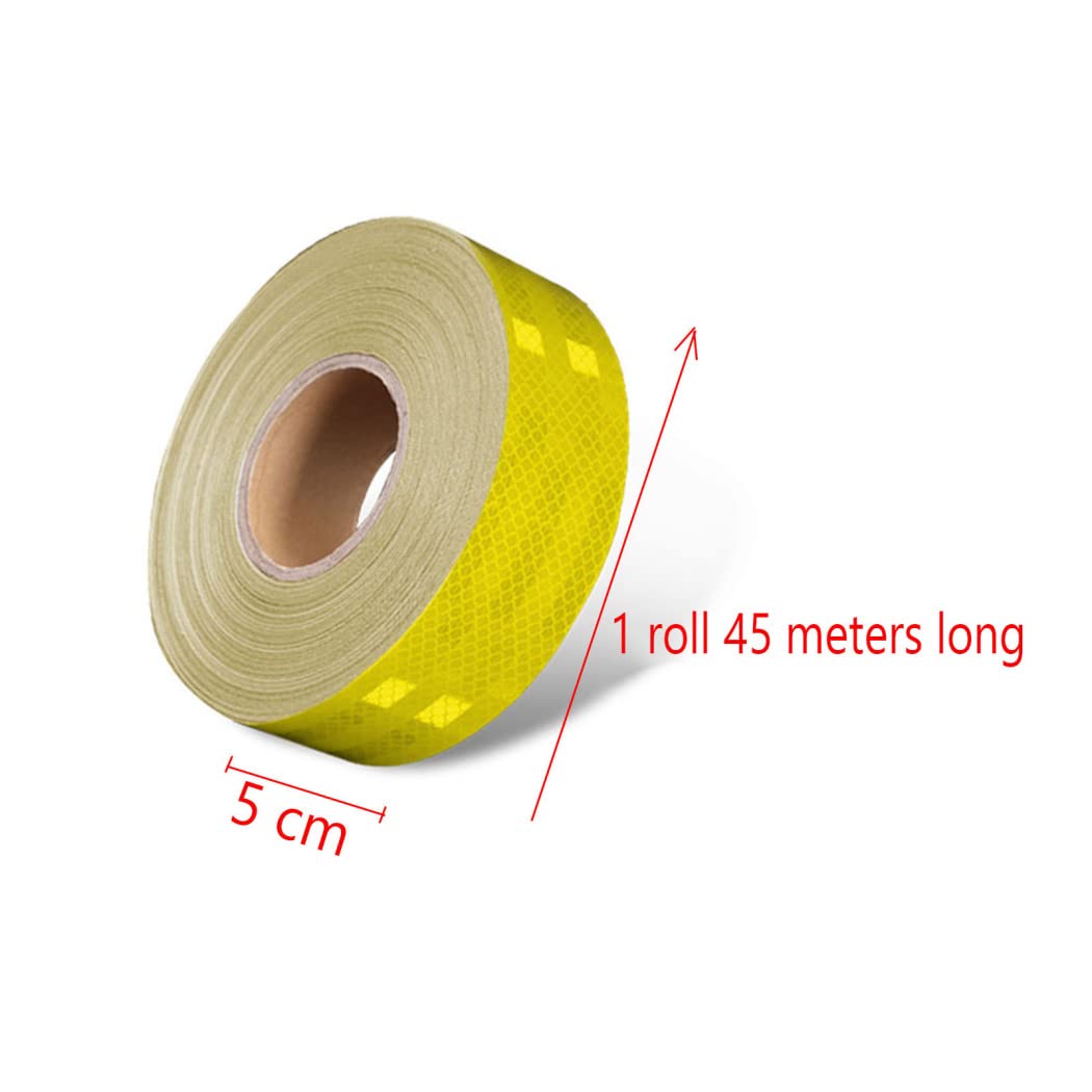 YUSAM Cinta Reflectante Resistente Al Agua 5CM X 45M Cinta De Seguridad Autoadhesiva De Alta Viscosidad Que Se Desvanece Funciona Muy Bien para Automóviles Camiones Remolques