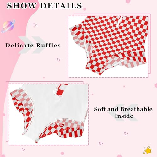 Girls One Piece Swimsuits Long Sleeve Swimsuit Zipper Bathing Suits Red White Checkered Buffalo Plaid4