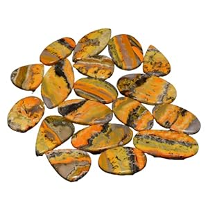 Natural Loose Gemstone 5 Piece Cabochons Lot Jewelry Making Loose Gemstone, Stone Shape Oval & Pear, Stone Size 15-35 mm (bumble bee)