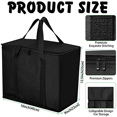 Honeydak 10 Pack Insulated Grocery Bags, Reusable Shopping Bags with Zipper and Handles, Suitable for Groceries and Food Delivery, Measures 40 x 22 x 33 cm - Thumbnail 2